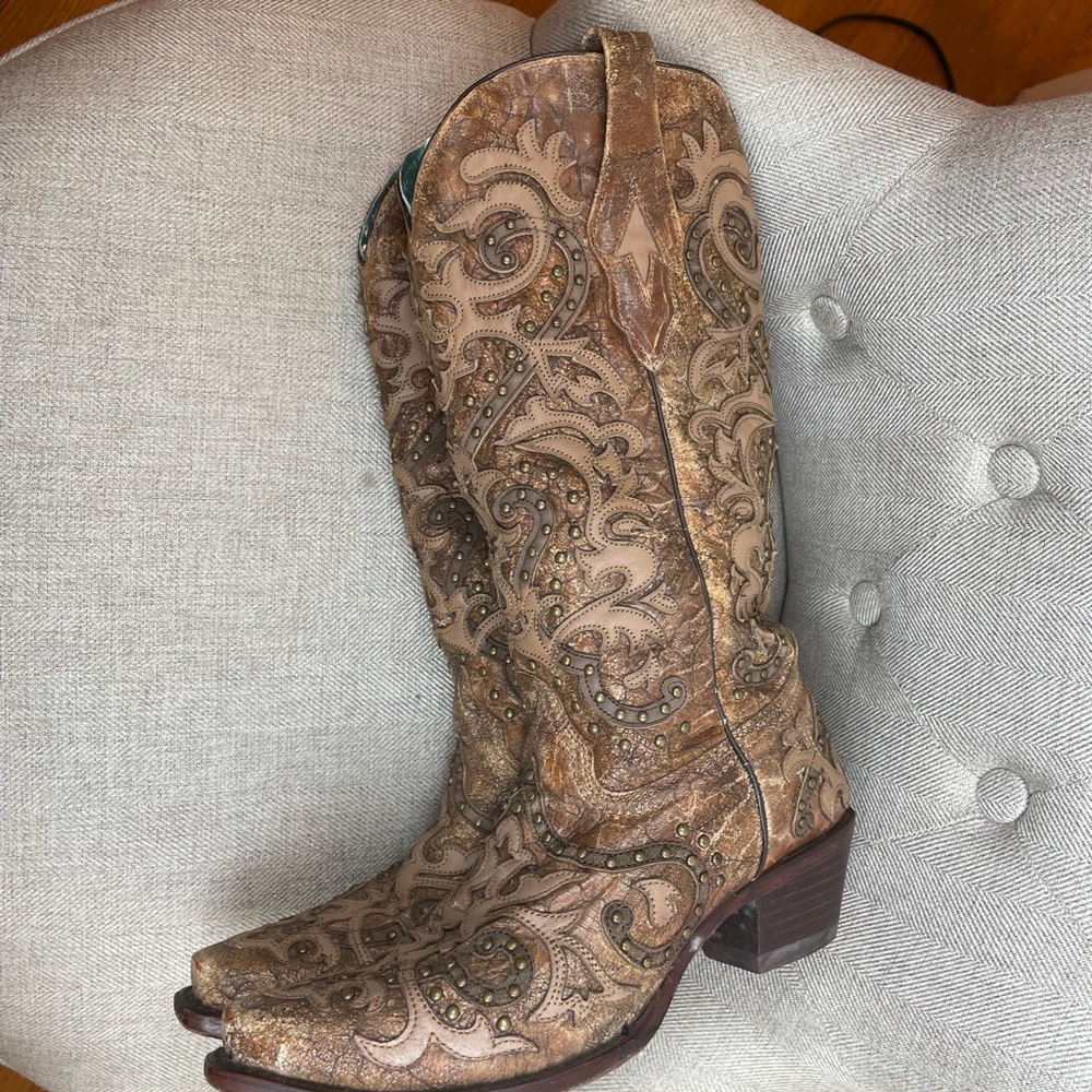 Brown cowboy boots